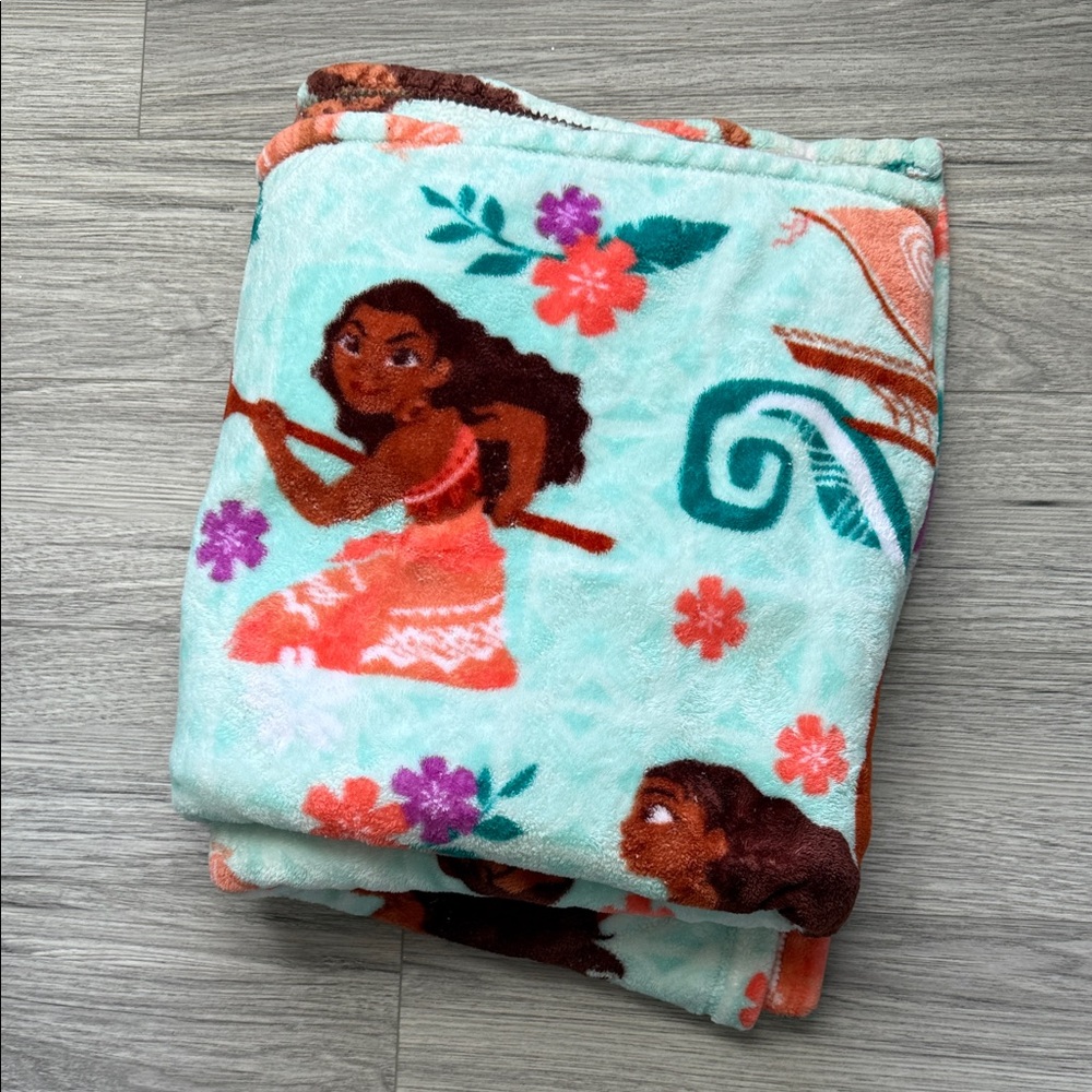 Disney Moana Plush Throw Blanket in Mint, Brown & Purple